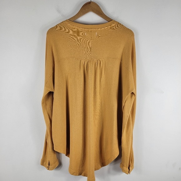 Free People Embroidered Button Up Long Sleeve Round Hem Henley Spirit Tee Tunic - Picture 9 of 11